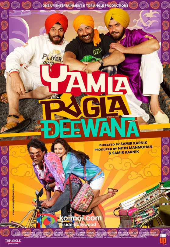 Dharmendra, Sunny Deol, Bobby Deol, Kulraj Randhawa (Yamla Pagla Deewana Movie Poster)