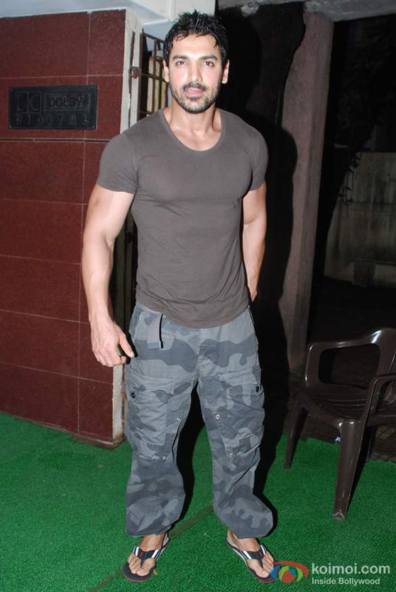 The camera captures a confused John Abraham