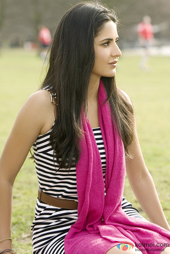 Katrina Kaif in a striped dress in her Yash Chopra film