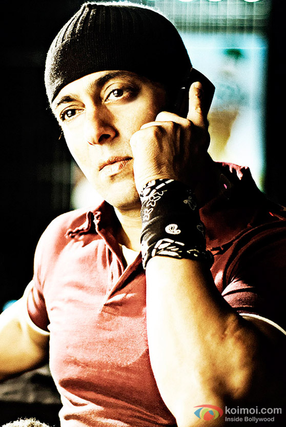 Salman Khan on the phone in Wanted Movie
