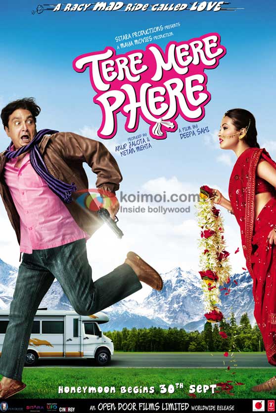 Vinay Pathak, Riya Sen (Tere Mere Phere Poster)
