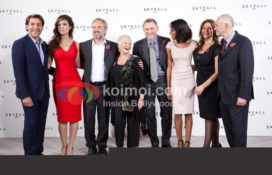 Javier Bardem, Berenice Marlohe, Sam Mendes, Judi Dench, Daniel Craig, Naomie Harris, Barbara Broccoli At Skyfall Announcement