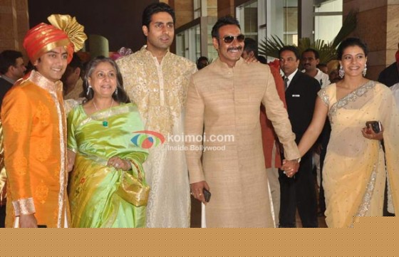 Jaya Bachchan, Abhishek Bachchan, Ajay Devgan, Kajol At Ritesh-Genelia Wedding
