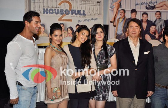 John Abraham, Shazahn Padamsee, Jacqueline Fernandez, Zarine Khan, Randhir Kapoor At Housefull 2 Trailer launch