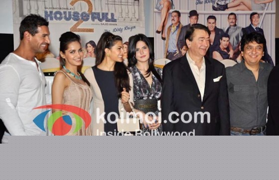 John Abraham, Shazahn Padamsee, Jacqueline Fernandez, Zarine Khan, Randhir Kapoor, Sajid Nadiadwala At Housefull 2 Trailer launch