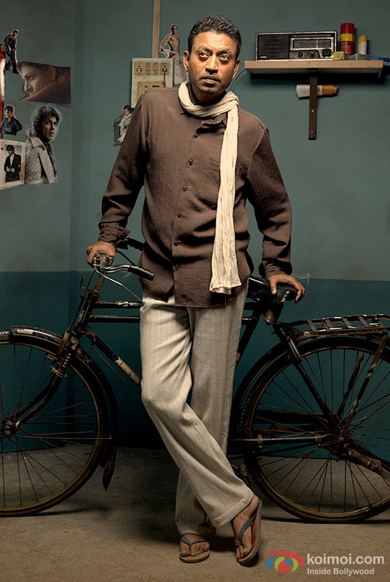 Irrfan Khan and his cycle in Billu Movie