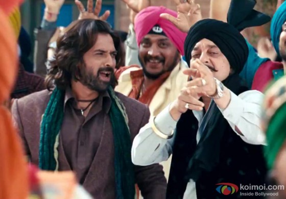 Sanjay Dutt and Mukul Dev in a dance sequence in Son Of Sardar Movie Stills