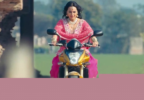 Sonakshi Sinha riding a bike in Son Of Sardar Movie Stills