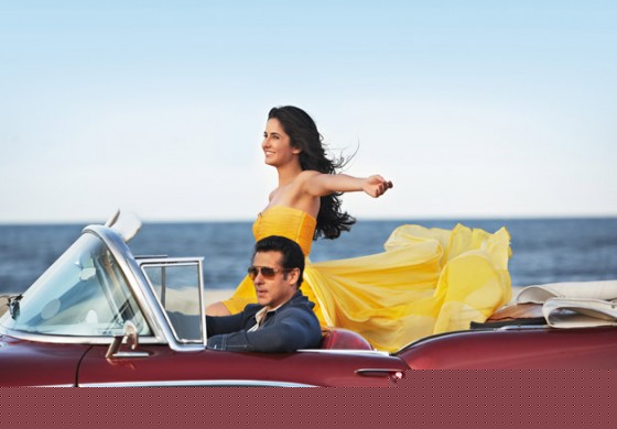 Katrina Kaif and Salman Khan in a love song in car in Ek Tha Tiger Movie Stills