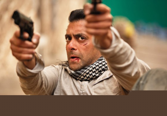Salman Khan in an action scene with gun in Ek Tha Tiger Movie Stills
