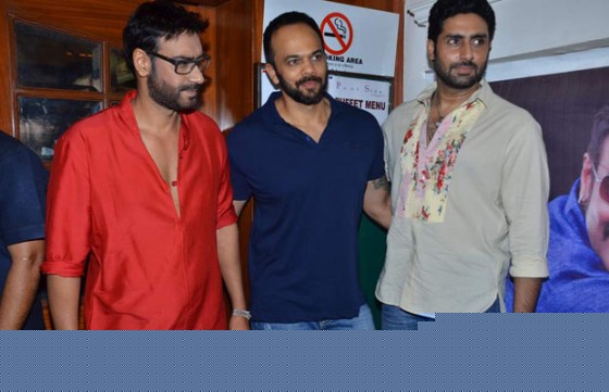 Ajay Devgn, Rohit Shetty, Abhishek Bachchan on the sets of 'Taarak Mehta Ka Ooltah Chashmah' Promote Bol Bachchan Movie