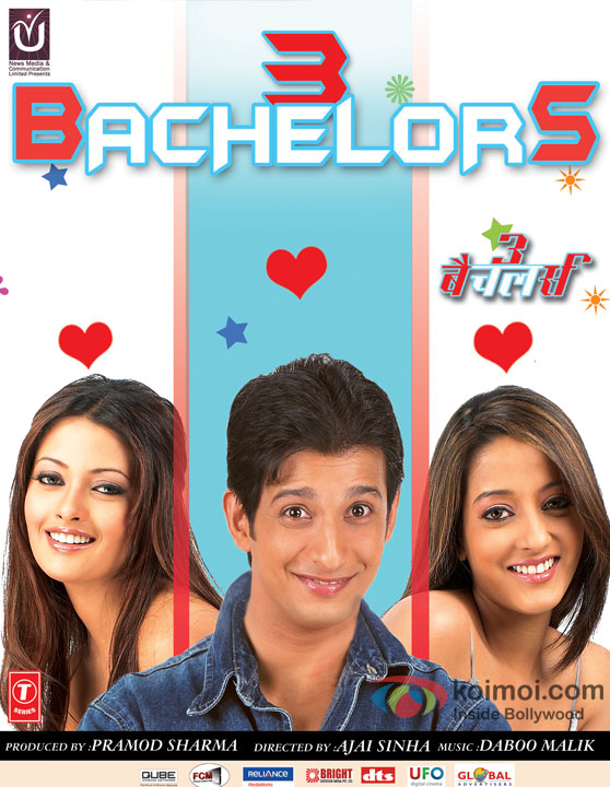 Riya Sen, Sharman Joshi and Raima Sen in 3 Bachelors Movie Poster