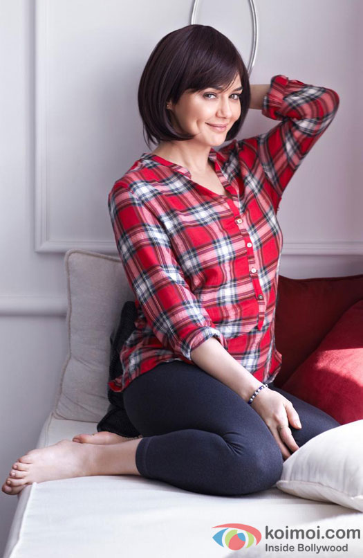 A check print shirt looks hot on Preity Zinta