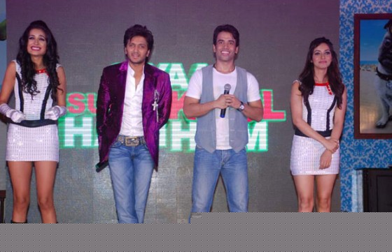 Sarah Jane Dias, Riteish Deshmukh, Tusshar Kapoor, Neha Sharma At Kyaa Super Kool Hain Hum Music Launch