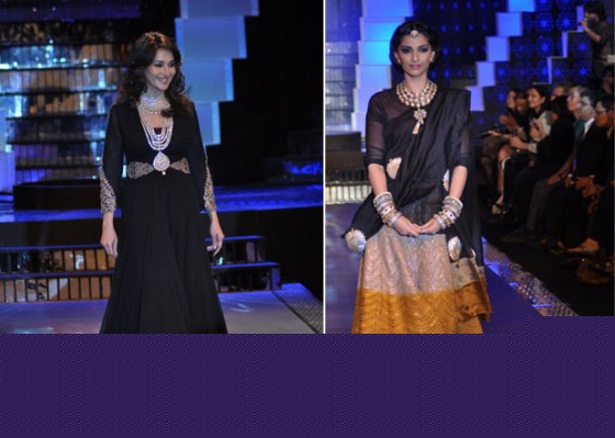 Madhuri Dixit And Sonam Kapoor Walks The Ramp At IIJW 2012 Finale