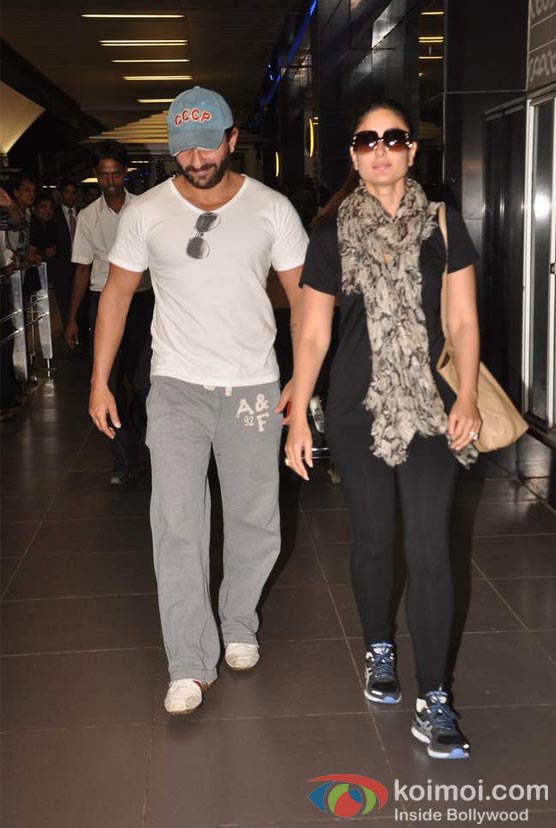 Saif Ali Khan And Kareena Kapoor Return From Paris