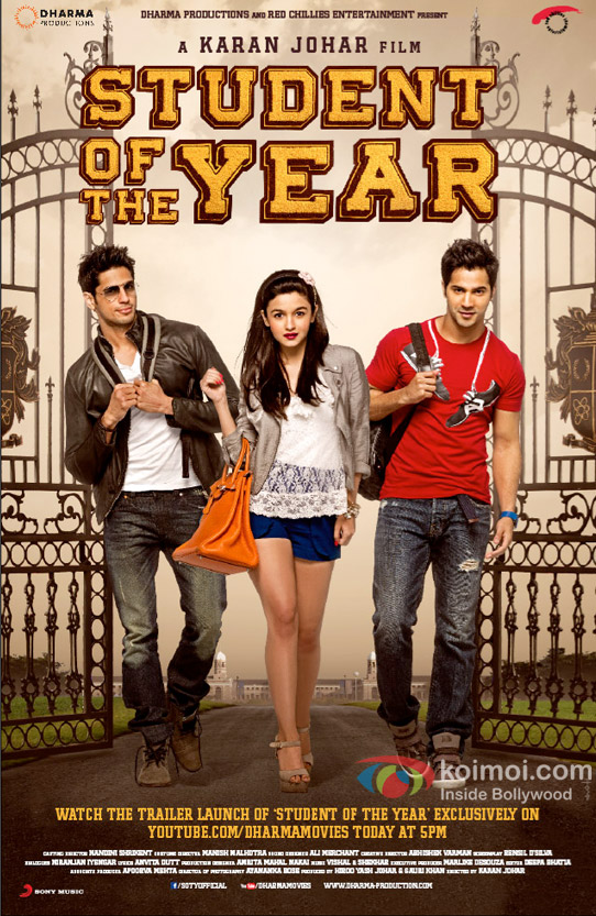 Sidharth Malhotra, Alia Bhatt and Varun Dhawan started their journey in Student of the Year Movie Poster
