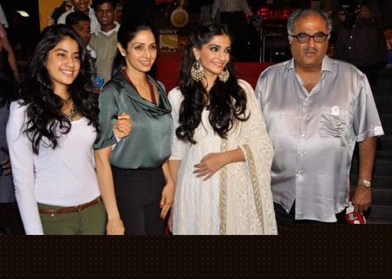 Sridevi, Sonam Kapoor, Boney Kapoor At Shirin Farhad Ki Toh Nikal Padi Movie Special Screening At Cinemax