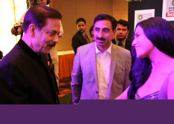 Subrata Roy and Veena Malik at Sahara Channel Launch