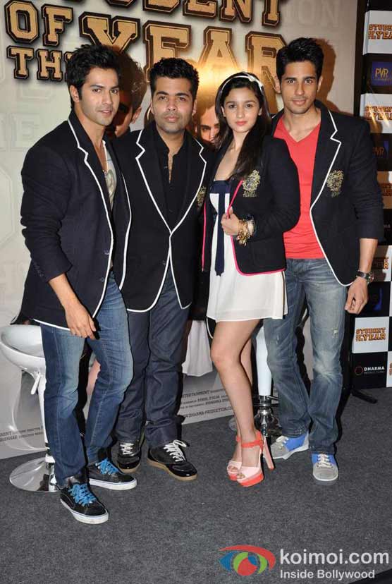 Varun Dhawan, Karan Johar, Alia Bhatt, Siddharth Malhotra At Student Of The Year Movie Trailer Launch