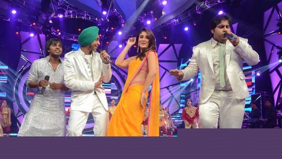 Amit Kumar, Devendra Singh, Kareena Kapoor, Vipul Mehta On The Sets Of Indian Idol Season 6 Finale