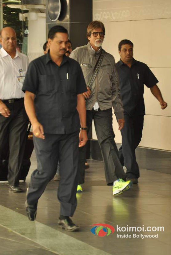 Amitabh Bachchan Snapped Green Florescent Sports Shoes