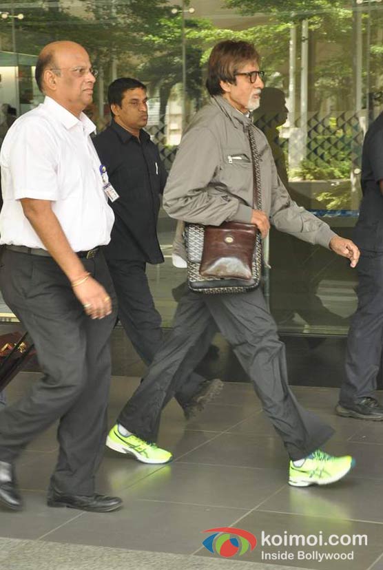 Amitabh Bachchan Snapped Green Florescent Sports Shoes