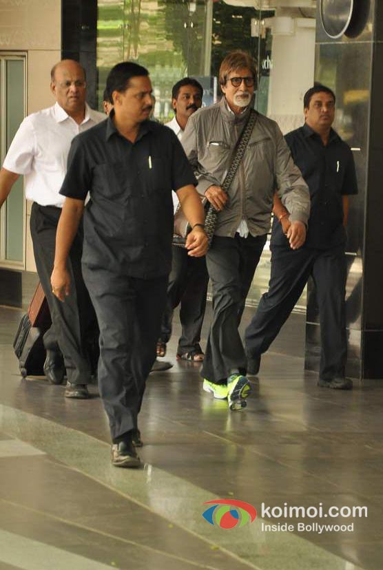 Amitabh Bachchan Snapped Green Florescent Sports Shoes