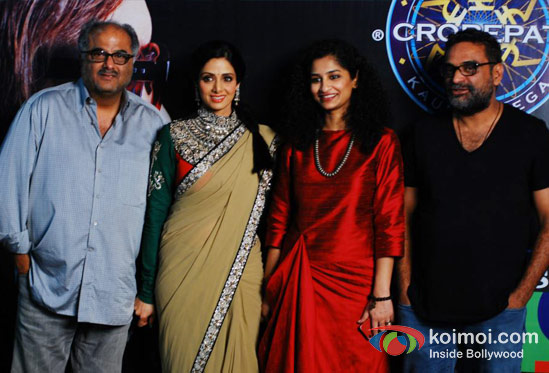 Boney Kapoor, Sridevi, Gauri Shinde and R. Balki On The Sets Of Kaun Banega Crorepati With Amitabh Bachchan