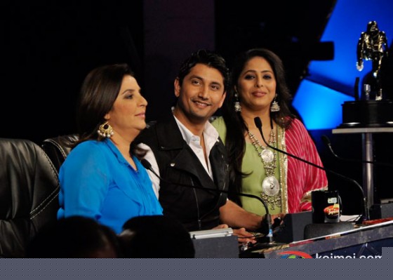 Farah Khan, Marzi Pestonji and Geeta Kapoor on the sets of Dance India Dance