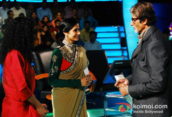 Gauri Shinde, Sridevi On The Sets Of Kaun Banega Crorepati With Amitabh Bachchan