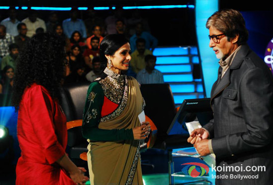 Gauri Shinde, Sridevi On The Sets Of Kaun Banega Crorepati With Amitabh Bachchan