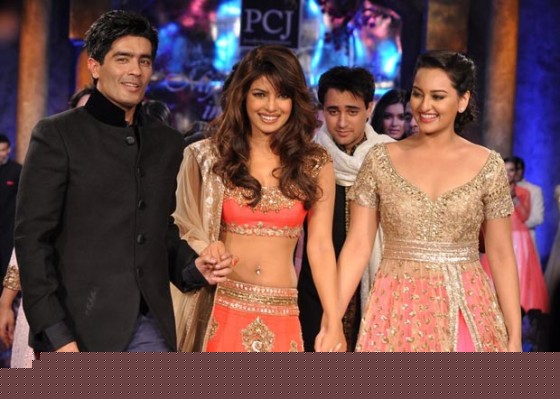 Manish Malhotra, Priyanka Chopra and Sonakshi Sinha At 'Mijwan-Sonnets in Fabric' fashion show
