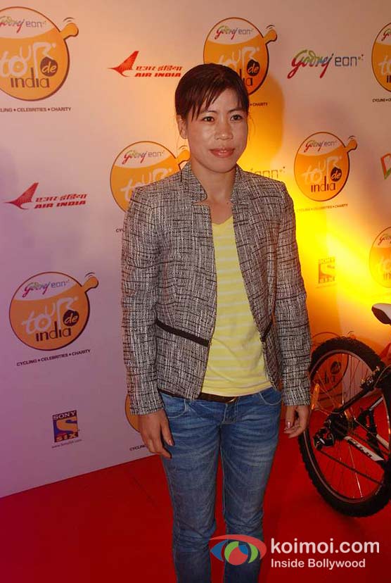 Mary Kom  At Godrej Eon's Tour De India Cycling Event