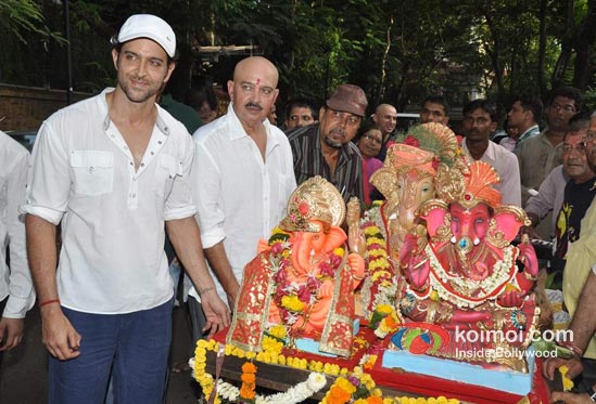Rakesh Roshan At Hrithik Roshan's Ganpati Visarjan