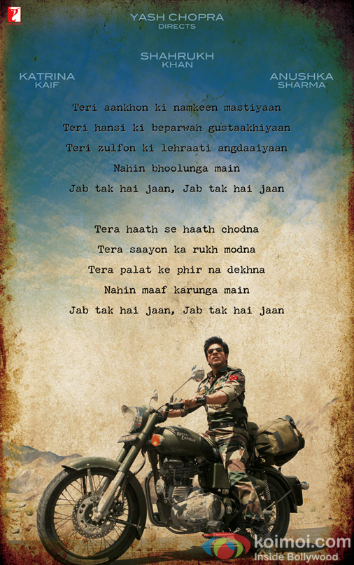 Shah Rukh Khan in Jab Tak Hai Jaan Movie Poster