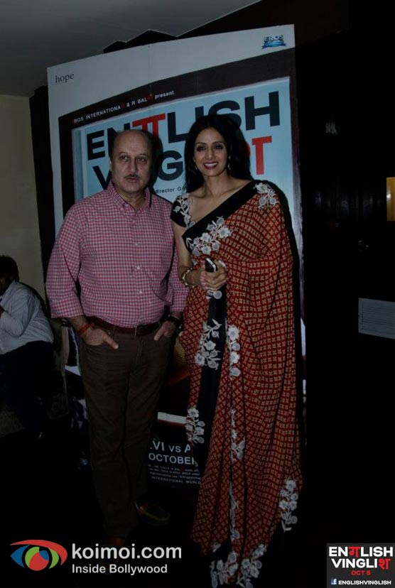 Anupam Kher And Sridevi At English Vinglish Movie Screening In Delhi