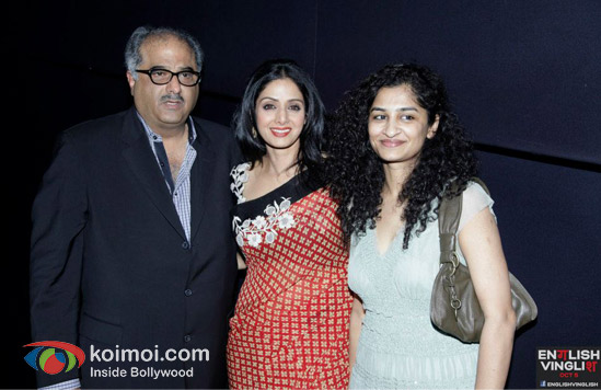 Boney Kapoor, Sridevi And Gauri Shinde At English Vinglish Movie Screening In Delhi Pic 2