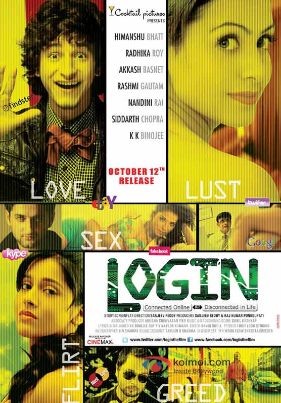 Himanshu Bhatt, Rashmi Gautam, Siddarth Chopra, Radhika Roy, K.K. Binojee, Nandini Rai And Akkash Basnet In Login Movie Poster