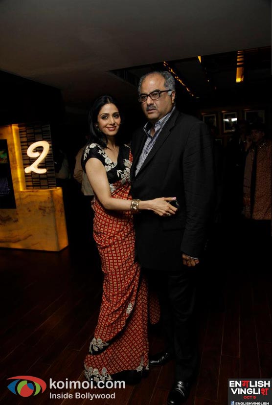 Sridevi And Boney Kapoor At English Vinglish Movie Screening In Delhi
