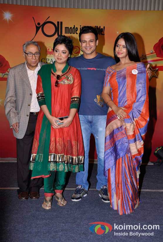 Tanushree Dutta, Vivek Oberoi And Neetu Chandra At CPAA's Cancer Rose Day 2012 Event Pic 2