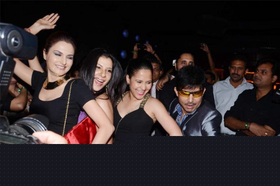Bollywood actors Monica Bedi, Sambhavna Seth and Kamaal Rashid Khan at her birthday party celebration in Mumbai