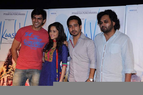 Kartik Tiwari, Nushrat Bharucha, Abhishek Pathak And Luv Ranjan At 'Akaash Vani' Movie Trailer Launch Pic 2