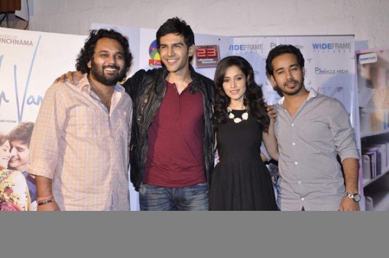 Luv Ranjan, Kartik Tiwari, Nushrat Bharucha, Abhishek Pathak At Music Launch of film ‘Akaash Vani’ Pic 1