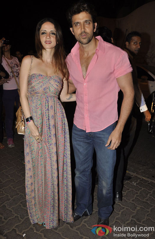 Suzzane Roshan and Hrithik Roshan at Sanjay Leela Bhansali's Birthday Bash