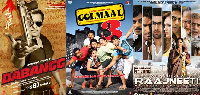 Dabangg Movie Poster, Golmaal 3 Movie Poster, Raajneeti Movie Poster