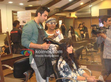 Ranbir Kapoor At Aalim's Hair Academy