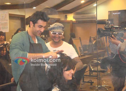 Ranbir Kapoor At Aalim's Hair Academy