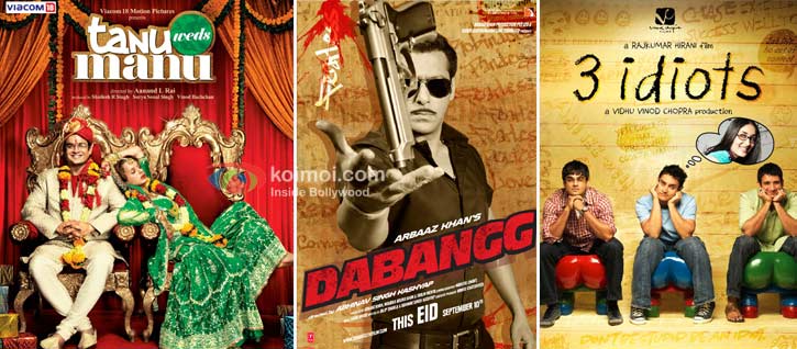 Tanu Weds Manu, Dabangg, 3 Idiots