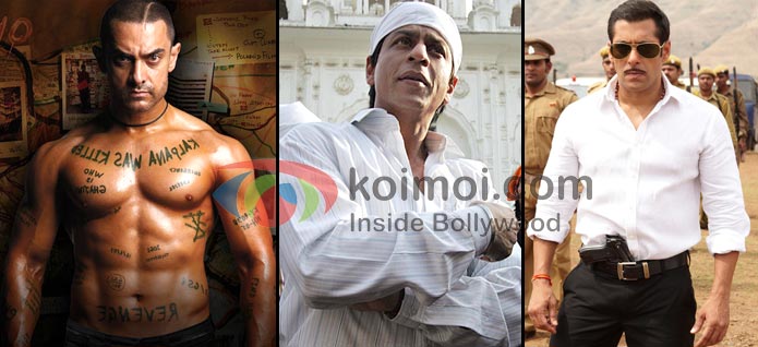 Aamir Khan (Ghajini), Shah Rukh Khan (Rab Ne Bana Di Jodi), Salman Khan (Dabangg)